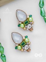 AVADANI - SOFT SILVER HUSH - STONES, BEADS AND PEARLS EMBROIDERED EARRINGS