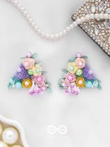PRASUVANI - BLOOMING INTO SPRING - SEQUINS, BEADS AND PEARLS EMBROIDERED STUD EARRINGS