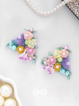 PRASUVANI - BLOOMING INTO SPRING - SEQUINS, BEADS AND PEARLS EMBROIDERED STUD EARRINGS