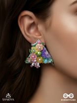 PRASUVANI - BLOOMING INTO SPRING - SEQUINS, BEADS AND PEARLS EMBROIDERED STUD EARRINGS