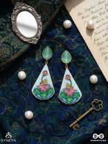 Padmalatā - Lotus Vine Hand-embroidered earrings with Cutdana, Dabka and Resham thread work 