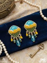 ADHITA - THE BLOOMING NATURE - RESHAM AND BEADS EMBROIDERED EARRINGS