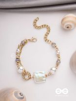 CLASSIC IVORY ALLURE - GOLDEN EMBELLISHED BRACELET WITH ANTI TARNISH COATING 