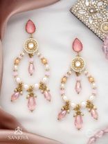 Uthila - Rosey Glow Gala - Golden Embellished Earrings