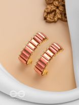 CRYSTAL GALAXIES - GOLDEN EMBELLISHED EARRINGS (PEACH)