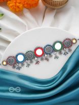 RANGAVYUHA - COLORBURST CASCADE - BEADS, MIRROR AND RESHAM EMBROIDERED AND OXIDISED NECKLACE