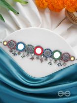 RANGAVYUHA - COLORBURST CASCADE - BEADS, MIRROR AND RESHAM EMBROIDERED AND OXIDISED NECKLACE