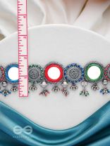 RANGAVYUHA - COLORBURST CASCADE - BEADS, MIRROR AND RESHAM EMBROIDERED AND OXIDISED NECKLACE