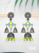 MELLOW YELLOW SKIES - EMBELLISHED OXIDISED EARRINGS