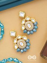 Mandanila - Breeze Of Azure - Golden Embellished Polki And Kundan Earrings 