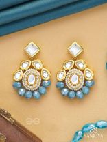 Mandanila - Breeze Of Azure - Golden Embellished Polki And Kundan Earrings 