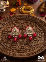 Shikhandika - Ruby Echoes - Golden Embellished Polki And Kundan Earrings