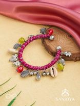 Ekarnava - The Tidal Trinkets - Charms And Shells Hand Embroidered Oxidised Bracelet