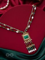 Devamaya - The Hypnotic Illusion- Stone, Beads And Pearl Drops Hand Embroidered Neckpiece