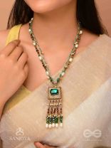 Devamaya - The Hypnotic Illusion- Stone, Beads And Pearl Drops Hand Embroidered Neckpiece