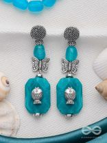 Aquatic Flutters - Silver Embellished Earrings