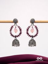 The Violet Wonder - Oxidised Jhumka Earrings