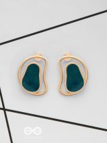 The Indigo Illusion - Golden Enamelled Stud Earrings