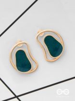 The Indigo Illusion - Golden Enamelled Stud Earrings