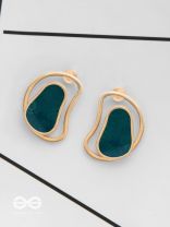 The Indigo Illusion - Golden Enamelled Stud Earrings