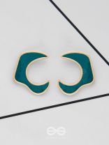 The Blue Moon - Golden Enamelled Stud Earrings