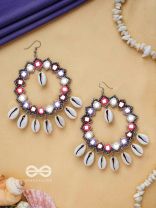 Drumalaya - Magical Sea Shells - Mirror And Shells Hand Embroidered Earrings