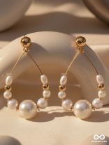 RADIANT PEARL TEARDROPS - GOLDEN EMBELLISHED EARRINGS