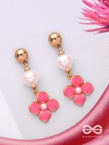 PRETTY PINK POPS - GOLDEN EMBELLISHED EARRINGS