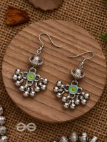 BEADED HORIZON CHARMS - EMBELLISHED OXIDISED EARRINGS