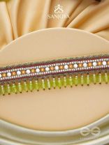 Hemaprabha- The Lively Love- Beads And Glass Drops Lace Hand Embroidered Choker Neckpiece