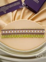 Hemaprabha- The Lively Love- Beads And Glass Drops Lace Hand Embroidered Choker Neckpiece