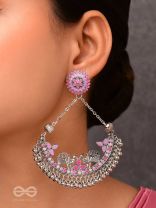 Mystical Peacocks In Lavender - Enamelled Oxidised Earrings