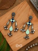 Minty Melodies - Enamelled Oxidised Earrings