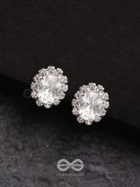 SHIMMER AND SHINE - SILVER EMBELLISHED STUD EARRINGS