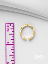 PRUSSIAN PROWESS - GOLDEN AND BLUE EMBELLISHED RING (ADJUSTABLE)