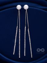 A MOONLIT PEARL - SILVER EMBELLISHED EAR JACKETS
