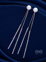 A MOONLIT PEARL - SILVER EMBELLISHED EAR JACKETS