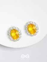 SHIMMER AND SHINE - SILVER AND YELLOW EMBELLISHED STUD EARRINGS