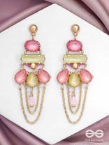 The Rosewood Radiance - Golden Embellished Earrings