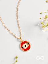 Guardian Eye Stone - Golden Embellished Pendant With Anti-Tarnish Coating (Red)