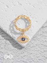 The Visionary Eye - Golden Embellished Charm Ring (Adjustable)