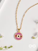 Guardian Eye Stone - Golden Embellished Pendant With Anti-Tarnish Coating (Purple)