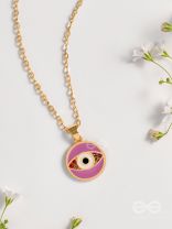 Guardian Eye Stone - Golden Embellished Pendant With Anti-Tarnish Coating (Purple)