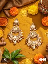 Adhirukma - The Celestial Petals - Beads, Mirrors And Glass Drops Hand Embroidered Earrings