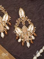 Kirmi - Shimmering Sparkles - Beads, Shells And Glass Drop Hand Embroidered Earrings