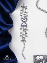 Chandrasalokya - The Lunar Twins - Mirrors, Resham And Beads Hand Embroidered Oxidised Bracelet