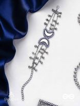 Chandrasalokya - The Lunar Twins - Mirrors, Resham And Beads Hand Embroidered Oxidised Bracelet