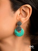 The Teal Twirls- Oxidised Earrings