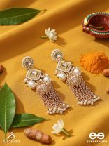 Tolaka - Seashell Mirage - Beads, Kundan And Polki Finished Hand Embroidered Earrings