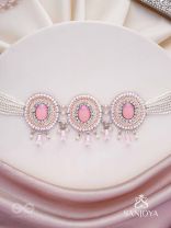 Nishru - Life In Spring - Stones, Glass Drops And Beads Hand Embroidered Neckpiece